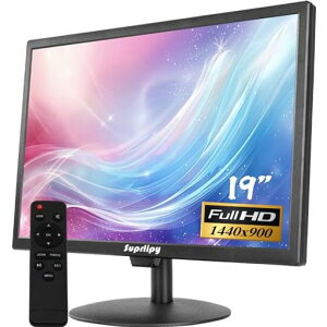 Suprlipy19インチFHD小型液晶ディスプレイモニターディスプレイスクリーン1440x90060Hz16:10BNCVGAHDMIAVUSB入力付き内蔵ラウドスピーカーCCTV防犯カメラDVRPCゲーム機用