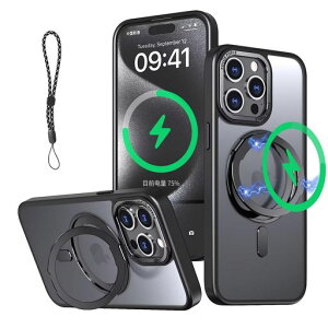 CasesmoiPhone15Pro�p�P�[�XMagsafe�Ή�360°��]�\��Magsafe�����O�X�^���h�z���_�[��̌^�E�X�g���b�v1��t���c�����Ή��ČR�K�i�ϏՌ��J���������Y�ی�ԍڃz���_�[�Ή�