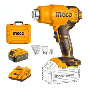 INGCO充電式ヒートガンコードレス風量2段切り替え温度300°C-550°C風量100L/min200L/minノズル3本付きHGLI20025