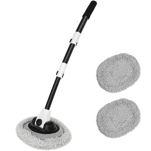 KEEVEEK洗車モップ15°曲げ洗車ブラシ112cm伸縮可能替えスポンジモップ柔らかい超極細繊維90度回転切替モップ付き洗車セットルーフモップ長さ調節可能傷防止乾湿両用吸水速乾洗車グッズホ…