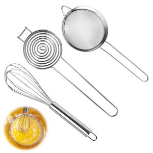kasanidikaエッグセパレーター卵セパレーター泡だて器粉ふるい【3点セット】泡立て器こし器小麦粉ふるい黄身取り卵黄身分け分ける器ステンレス製食品級素材分離道具クッキングツールキ…