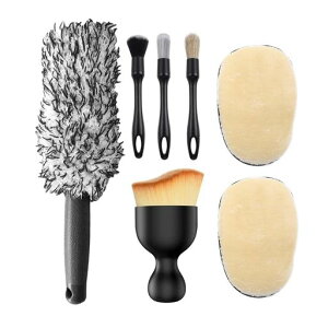 洗車7点セットホイールブラシセットディテールブラシムートングローブ傷付かないマイクロファイバーアルミホイール洗い洗車用品スポンジモップタオル車トラックバイクシャンプータ…