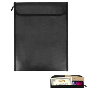 FuoooooGui(ふうぐい)耐火バッグ集金袋書類保管ケース防水ファイル書類バッグセーフティー難燃加工防炎貴重品安心保管袋防火防爆防災収納可能耐熱2000度大容量家庭用安心(ブラック)