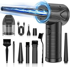 エアダスター強力電動エアダスター3段階風力調整6000mAh大容量長時間連続使用5種類ノズル付きLEDライト付きパソコン/キーボード/カメラ/車内/家具掃除日本語取扱説明書