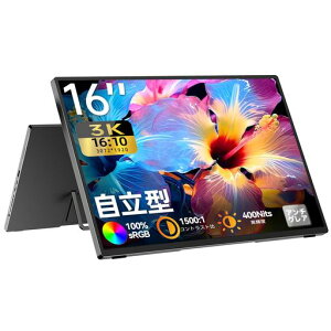 CASKINGモバイルモニター3K16インチAG非光沢IPSパネル3072x1920アスペクト比16:10モバイルディスプレイ100%sRGB広色域400nits高輝度薄型自立型VESA対応ポータブルモニターUSB