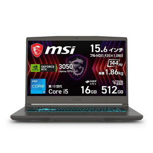 MSI�Q�[�~���O�m�[�gPCThin15B13UGeForceRTX3050Corei5-13420H15.6�C���`������16GBSSD512GB���t���b�V�����[�g144HzWindows11