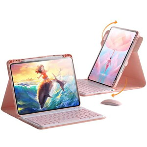 AnMengXinLing�}�E�X�t���L�[�{�[�h�P�[�X�p��iPadAir11�C���`M3/M2/Air5/Air4�����J���[�L�[�{�[�h�t��360°��]���C�z�����󂭂ڂ݃L�[�y�����[�����N���A�w�ʎ��O���\