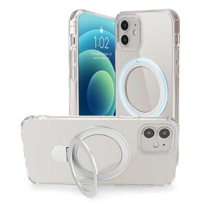 【ZEKUN】iPhoneSEケース第2世代第3世代iphone8ケース【MagSafeリング・スタンド一体】MagSafeリング・スタンド一体丸型スタンド付きマグネット搭載縦横両対応米軍MIL規格耐衝撃全透明指紋防止黄…