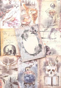 コラージュ素材100枚50絵柄100*140mm魔法デザインペーパーコラージュ素材詰め合わせ紙素材背景紙大容量ペーパークラフト手帳素材ノートジャンクジャーナルラッピングペーパー(魔法のノー…