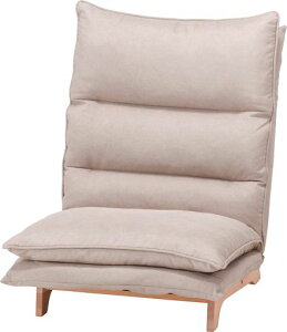 不二貿易一人掛けソファダブルクッションふわふわクッションソファリクライニングソファー1人用幅70x奥行80~120x高さ94cmベージュファブリック生地フィット219206