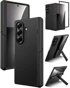 Miimall�Ή�GalaxyZFold7�P�[�X�L�b�N�X�^���h���C�q���W�ی�M�����N�V�[Z�t�H�[���h7�h�M�t�B�����y���ϏՌ��Ռ��z�����C�����X�[�d�S�g�ی�h�o�����h�~�X�}�z�J�o�[ZFold7Case(�u���b�N)