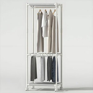 Gevvnssスラックスハンガーハンガーラック2段収納大容量キャスター付きスムーズに移動でき組み立て簡単コンパクト頑丈で耐久性あり使用しやすい寝室/リビングルームに最適!