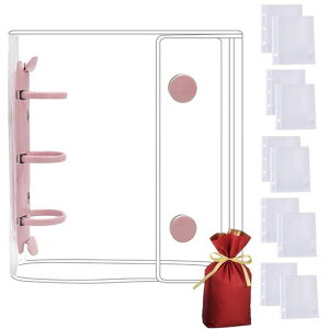 シール帳A8クリアバインダー女の子はがせる透明ファイルボンボンドロップシール対応バインダー&シール台紙3層構造(A8ピンク+透明)