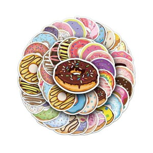 シールセットかわいいシールセット防水プリント手帳日記DIY記念プレゼント誕生日プレゼント印刷がはっきりしていて子供用日記帳スーツケーススケートボード車に適していますドーナツ…