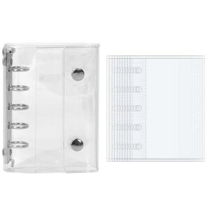シール帳透明バインダーm5可愛いシール手帳詰め替え可能ルーズリーフ10枚付き(透明)