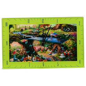 壁掛け時計 インテリア インテリア 海外モデル アメリカ Mark Feldstein & Associates Alice in Wonderland Disney Kinkade Floral Green 16 x 10 Glass Rectangular Wall Clock壁掛け時計 インテリア インテリア 海外モデル アメリカ