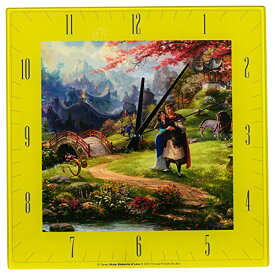 壁掛け時計 インテリア インテリア 海外モデル アメリカ Mark Feldstein & Associates Mulan Blossoms of Love Disney Kinkade Yellow 11 inch Glass Square Wall Clock壁掛け時計 インテリア インテリア 海外モデル アメリカ