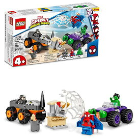 レゴ LEGO Marvel Hulk vs. Rhino Monster Truck Showdown, Toy for Kids, Boys & Girls Ages 4 and Up with Spider-Man Minifigure, Inspired by The Spidey and His Amazing Friends Series, 10782レゴ