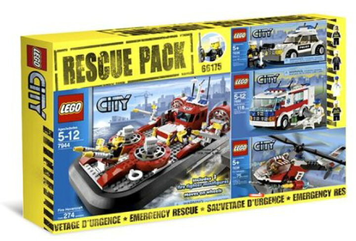 godt Arbejdskraft mulighed 楽天市場】レゴ シティ LEGO City 66175 Rescue Pack (Special Combo Pack of Sets 7944  Fire Hovercraft, 7890 Ambulance, 7236 Police Car and 7238 Fire  Helicopter)レゴ シティ : angelica