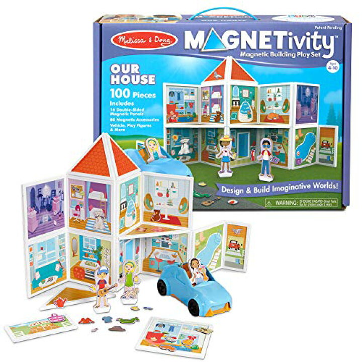 楽天市場 メリッサ ダグ おもちゃ 知育玩具 Melissa Doug 送料無料 Melissa Doug Magnetivity Magnetic Building Play Set Our House With Vehicle 100piece メリッサ ダグ おもちゃ 知育玩具 Melissa Doug Angelica
