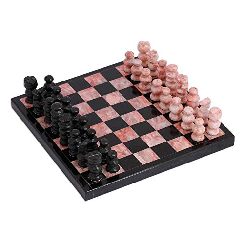 100%品質保証! 期間限定 無料ラッピングでプレゼントや贈り物にも 逆輸入並行輸入送料込 ボードゲーム 英語 アメリカ 海外ゲーム NOVICA Black and Pink Challenge 7.5 in. Small Marble Chess Setボードゲーム frontexp.com frontexp.com