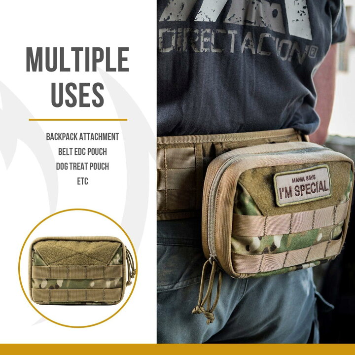 OneTigris MOLLE Pouch, Tactical Admin Pouch Belt EDC Tool Organizer  Zippered Utility Waist Pack 8 x 5 x 2.5