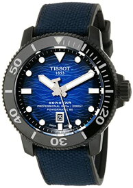 腕時計 ティソ メンズ Tissot Mens Seastar 2000 Professional Powermatic 80 316L Stainless Steel case with Black PVD Coating Automatic Watch, Blue/Black, Rubber, 22 (T1206073704100)腕時計 ティソ メンズ