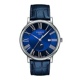 腕時計 ティソ メンズ Tissot Mens Carson Premium Gent Moonphase 316L Stainless Steel case Swiss Quartz Watch, Blue, Leather, 20 (T1224231604300)腕時計 ティソ メンズ
