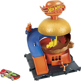 ホットウィール マテル ミニカー ホットウイール Hot Wheels Toy Car Track Set City Burger Drive-Thru Playset & 1:64 Scale Car, Connects to Other Sets & Tracksホットウィール マテル ミニカー ホットウイール