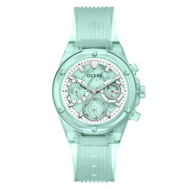 腕時計 ゲス GUESS レディース GUESS Ladies Sport Clear Multifunction 39mm Watch ? Transparent Turquoise Dial Polycarbonate Case with Turquoise Transparent Silicone Strap腕時計 ゲス GUESS レディース