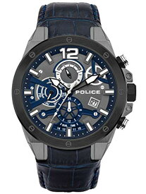 腕時計 ポリス メンズ Police Unisex Adult Analogue Quartz Watch with Leather Strap PL15711JSUB.03, Blue, One Size, Bracelet腕時計 ポリス メンズ