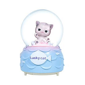 スノーグローブ 雪 置物 インテリア 海外モデル Lucky Cat Musical Snow Globe for Kids, 80MM Animal Resin/Glass Snow Globe with Color Changed Lights for Home Decor & Shelf Decorations (A#)スノーグローブ 雪 置物 インテリア 海外モデル