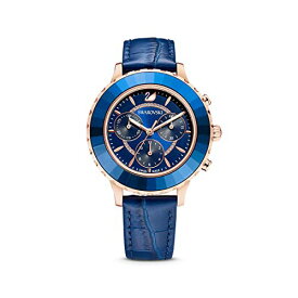 腕時計 スワロフスキー（SWAROVSKI） レディース ラグジュアリー エレガント SWAROVSKI Octea Lux Chrono Stainless Steel Quartz Watch with Leather Strap, Blue, Swiss Made腕時計 スワロフスキー（SWAROVSKI） レディース ラグジュアリー エレガント