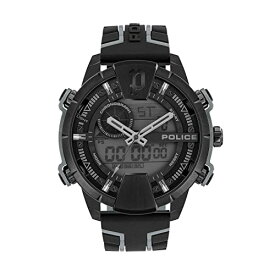 腕時計 ポリス メンズ Police Taronga Collection Watch | Analog/Digital | Men's Quartz Multi-Dial with Silicone Strap, Black/White, Strip腕時計 ポリス メンズ