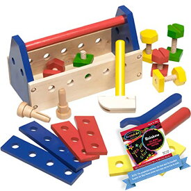 メリッサ&ダグ おもちゃ 知育玩具 Melissa & Doug Melissa & Doug Take-Along Tool Kit Wooden Toy Set & 1 Scratch Art Mini-Pad Bundle (00494)メリッサ&ダグ おもちゃ 知育玩具 Melissa & Doug