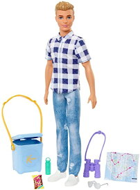 バービー バービー人形 ケン Ken Barbie It Takes Two Doll & Accessories, Camping Set with Cooler, Map & More, Blonde Ken Doll with Blue Eyes in Plaid Shirtバービー バービー人形 ケン Ken