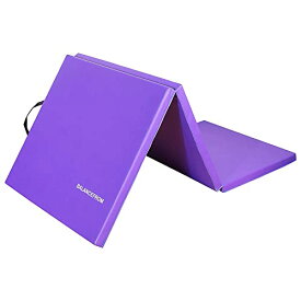 ヨガマット フィットネス BalanceFrom Three Fold Folding Exercise Mat with Carrying Handles for MMA, Gymnastics and Home Gym Protective Flooring, 1.5-Inch Thick, Purpleヨガマット フィットネス