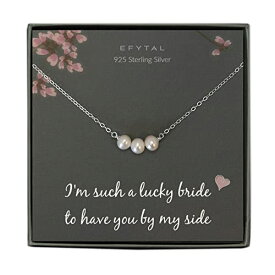 EFYTAL アクセサリー ブランド かわいい おしゃれ EFYTAL Bridesmaid Gifts, 925 Sterling Silver Cultured Freshwater Pearl Necklace for Bridesmaids, Bridal Party Gift from Bride, Wedding Pendant Jewelry for WEFYTAL アクセサリー ブランド かわいい おしゃれ