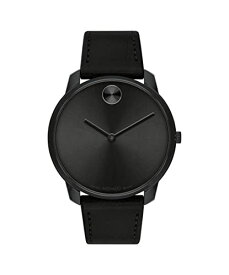 腕時計 モバード メンズ Movado Men's Bold Thin Stainless Steel Swiss Quartz Watch with Leather Strap, Black, 21 (Model: 3600831)腕時計 モバード メンズ