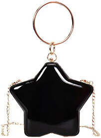 QZUnique ハンドバッグ カバン ユニーク かわいい QZUnique Women's Star Shape Shoulder Bag Gold Chain Crossbody Handbag PU Leather Clutch PurseQZUnique ハンドバッグ カバン ユニーク かわいい