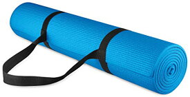 ヨガマット フィットネス Signature Fitness All-Purpose 1/4-Inch High Density Anti-Tear Exercise Yoga Mat with Carrying Strap, Blueヨガマット フィットネス