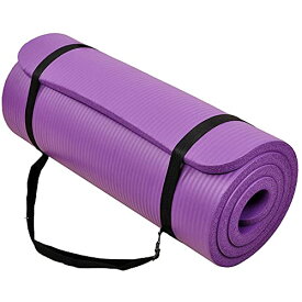 ヨガマット フィットネス BalanceFrom GoCloud All-Purpose 1-Inch Extra Thick High Density Anti-Tear Exercise Yoga Mat with Carrying Strap (Purple), 71" Long 24" Wideヨガマット フィットネス
