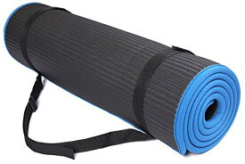 ヨガマット フィットネス Signature Fitness All-Purpose 2/5-Inch (10mm) Extra Thick High Density Anti-Slip Exercise Pilates Yoga Mat with Carrying Strap, Blackヨガマット フィットネス