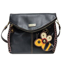 chala バッグ パッチ カバン かわいい Chala Charming Crossbody Bag Shoulder Handbag With Flap Top and Zipper Black - (Honey Bee)chala バッグ パッチ カバン かわいい