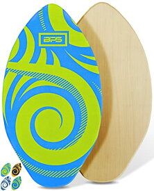 サーフィン スキムボード マリンスポーツ BPS 'Koru' Best Performance 30" Wooden Skimboard | Colored EVA Grip Pad High Gloss Clear Coat | Kids and Adults, Textured Wax Free Foam | Blue with Lime Green Accentサーフィン スキムボード マリンスポーツ