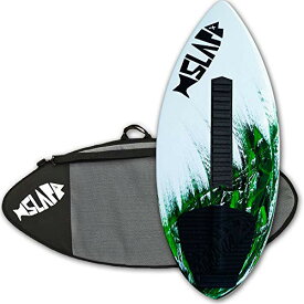 サーフィン スキムボード マリンスポーツ USA Made Slapfish Skimboard - Fiberglass & Carbon - Riders up to 140 lbs - 41" with Traction Deck Grip - Kids & Adults - 4 Colors (Green Board + Arch Bar & Board Bag)サーフィン スキムボード マリンスポーツ