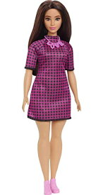 バービー バービー人形 ファッショニスタ Barbie Fashionistas Doll #188 with Curvy Shape, Black Hair, Checkered Dress, Pink Sneakers & Necklace Accessoryバービー バービー人形 ファッショニスタ