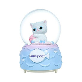 スノーグローブ 雪 置物 インテリア 海外モデル Lucky Cat Musical Snow Globe for Kids, 80MM Animal Resin/Glass Snow Globe with Color Changed Lights for Home Decor & Shelf Decorations (B#)スノーグローブ 雪 置物 インテリア 海外モデル