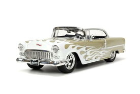 ジャダトイズ ミニカー ダイキャスト アメリカ Big Time Muscle 1:24 1955 Chevy Bel Air Die-Cast Car, Toys for Kids and Adults(White/Gold Flames)ジャダトイズ ミニカー ダイキャスト アメリカ