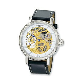 腕時計 チャールズヒューバート メンズ パリ フランス Sonia Jewels Men's Charles Hubert Leather Band White Skeleton Dial Watch 8.75"腕時計 チャールズヒューバート メンズ パリ フランス